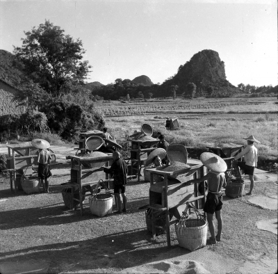 上世纪60年代桂林农村的农忙时分.陈亚江 摄